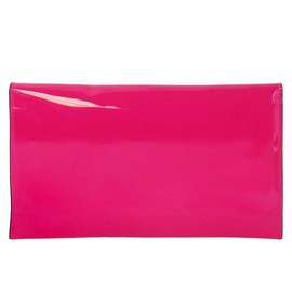 JNB Faux Patent Leather Glossy Envelope Clutch, Fuchsia, Medium