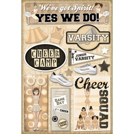 KAREN FOSTER Design Acid and Lignin Free Scrapbooking Sticker Sheet, Cheer Camp