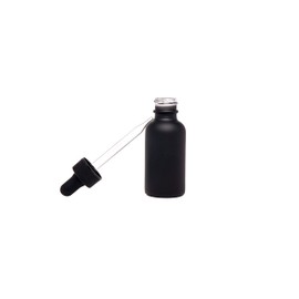 24 Pack Black Coated Boston Round Essential Oils Aromatherapy Glass Bottles Jar With Black dropper cap, 1oz