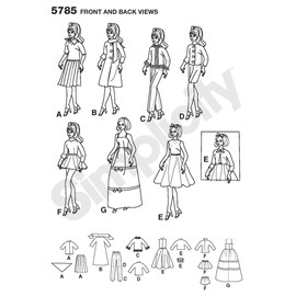 Simplicity Ropa de muñeca Vintage con Patrones de Costura para muñecas de 11.5 Pulgadas