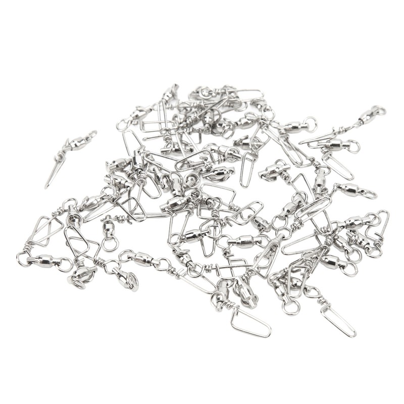 50Pcs High Strength Fishing Snap Swivels Stainless Steel B Type