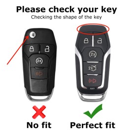 HOUTIAN 2-Pack for Ford 5-Button Key Fob Cover, for 2013-2017 Fusion Edge Mustang Explorer F150/250/350, for Lincoln MKZ MKC MKX