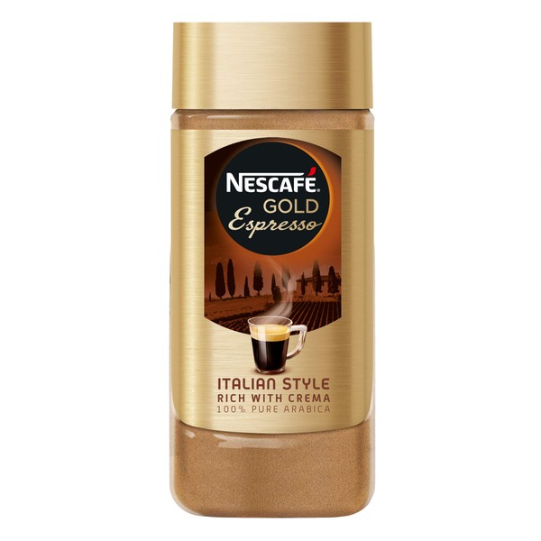NESCAFE Instant Espresso In Jar, 3.5 Ounce Imported From The UK England Strong Tasting Rich Coffee With Velvety Coffee Crema British Instant Coffee