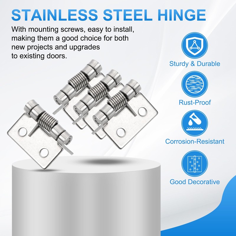 PATIKIL 2 Pcs Spring Loaded Hinges, 1" Self Closing Stainless