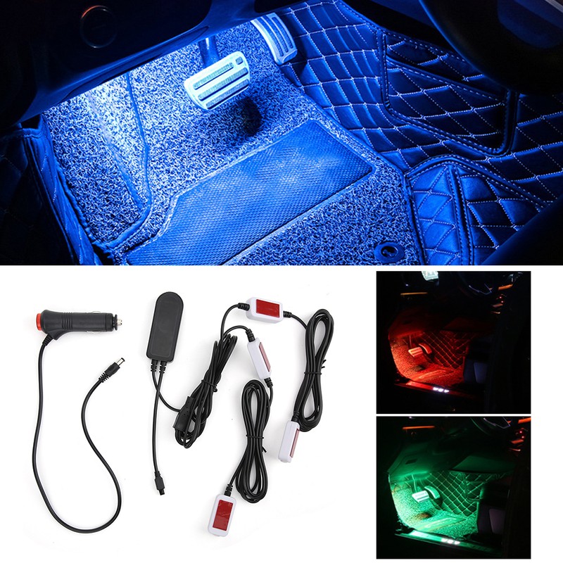 4‑In‑1 5V/12V Car Interior Ambient Light 7 Colors Adjustable Voice