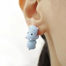 Cybche Vintage 3d Ton Nilpferd Ohrringe Blau Nilpferd Ohrstecker Ohrringe Niedlich Tier Biss Ohrringe Lustig Cartoon Tier Ohrringe Nilpferd Baumeln Ohrringe Schmuck Für Frauen
