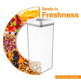 Polder Airtight Canister, BPA-Free Plastic, Stackable Storage Canister, Food Storage Container, for Kitchen Organization and Storage, 3.2-Quart