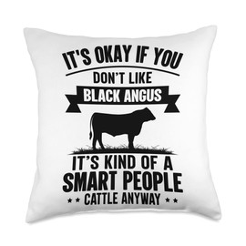 Smart People Cattle Farmer - Cow Breed Black Angus Throw Pillow