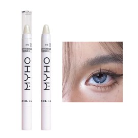 Eyeshadow Pencil Solid Color Highlight Tear Bag Pencil Highlight Stick Pearl Glow Highlight Glitter Highlighter Pen (02# Jewel White)