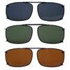 Eyekepper Grey/Brown/G15 Lens 3-pack Clip-on Polarized Large Sunglasses 58x38 MM