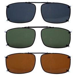 Eyekepper Grey/Brown/G15 Lens 3-pack Clip-on Polarized Large Sunglasses 58x38 MM