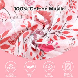 Rquite Muslin Car Seat Cover Baby, Carseat Covers Baby Girl Boy, Breathable Lightweight Infant Car Seat Cover, Baby Carrier Cover Car Seat Canopy Stroller Sun Shade for Summer & Hot Day, Universal Fit