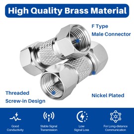 RFAdapter Male to Male Coax Connector, 2 Pack 75ohm F Type RG6 Coaxial Coupler Extension Adapter for Coax Cable, Wall Mounted TV, Wall Plates, Splitter, Amplifier, Antenna, Stable Signal Transmission