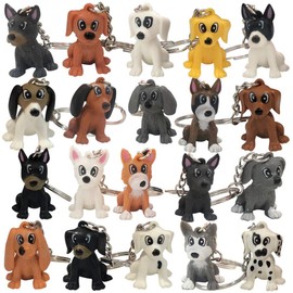 ArtCreativity Puppy Keychains, Set of 20, Fun Keychains for Backpack, Purse, Luggage, Unique Birthday Party Favors for Kids, Goodie Bag Fillers, Small Prizes for Boys and Girls
