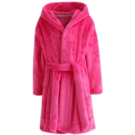 FunnyPaja Girls Soft Fleece Robes Plush Hooded Bathrobes Sleepwear for Kids 2-16 Years Rose 4-5 Years