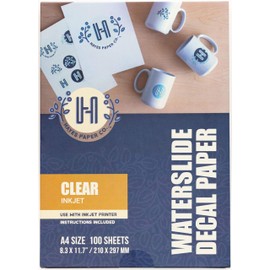 Hayes Paper, Waterslide Decal Paper for INKJET CLEAR 100 Sheets Premium Water-Slide Transfer Paper, A4 Size, 8.25 x 11.7 Inch