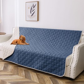 Bigbeer Waterproof Dog Blanket, Washable Pet Couch Covers for Dogs, Sofa Bed Furniture Protector Cover for Puppy Kids Reversible(52x82 Inch, Blue+Cream)