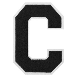 1 PC 6.5" Black Chenille Letter Patch with White Border Extra Large Mum Letters for Homecoming & Statement Looks Bags Bold Monogram Iron On Patches for Jackets & DIY Fashion