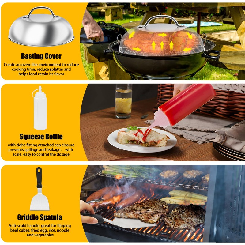 Qcdou Burger Press Kit, Smash Burger Press, 6PCS Flat Top