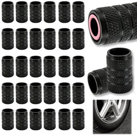 AURAROSE 30Pzs Tapones para Llantas con Anillo de Sellado, Aluminio | Tapones de Valvula Llanta, Universales Cubre Válvulas Compatibles con Llantas de