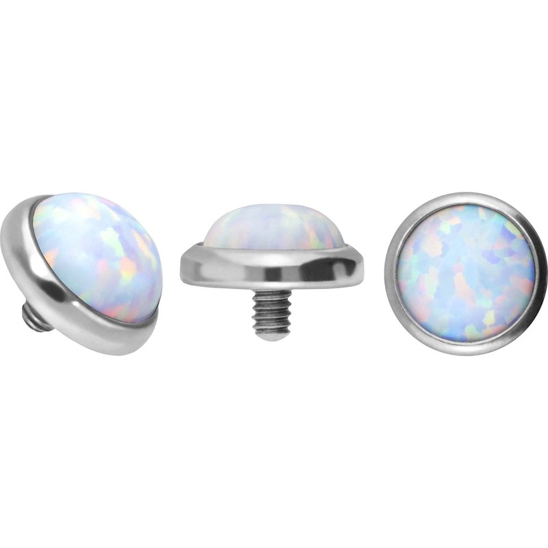 PIERCINGLINE Titanium Dermal Anchor Attachment | Disc + White Synthetic