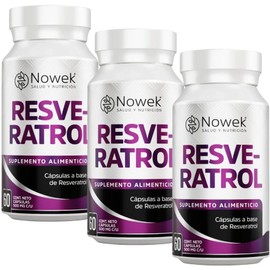 Nowek Resveratrol 60 Cápsulas Suplemento Alimenticio Ingredientes Naturales 3 Frascos