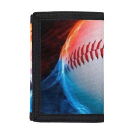 Diburosy Kids Wallets for Boys Girls 9-12 Cute Baseball Print, Small Trifold Canvas Wallet Money Clip Organizer Travel Accessories for School Christmas Coin Case