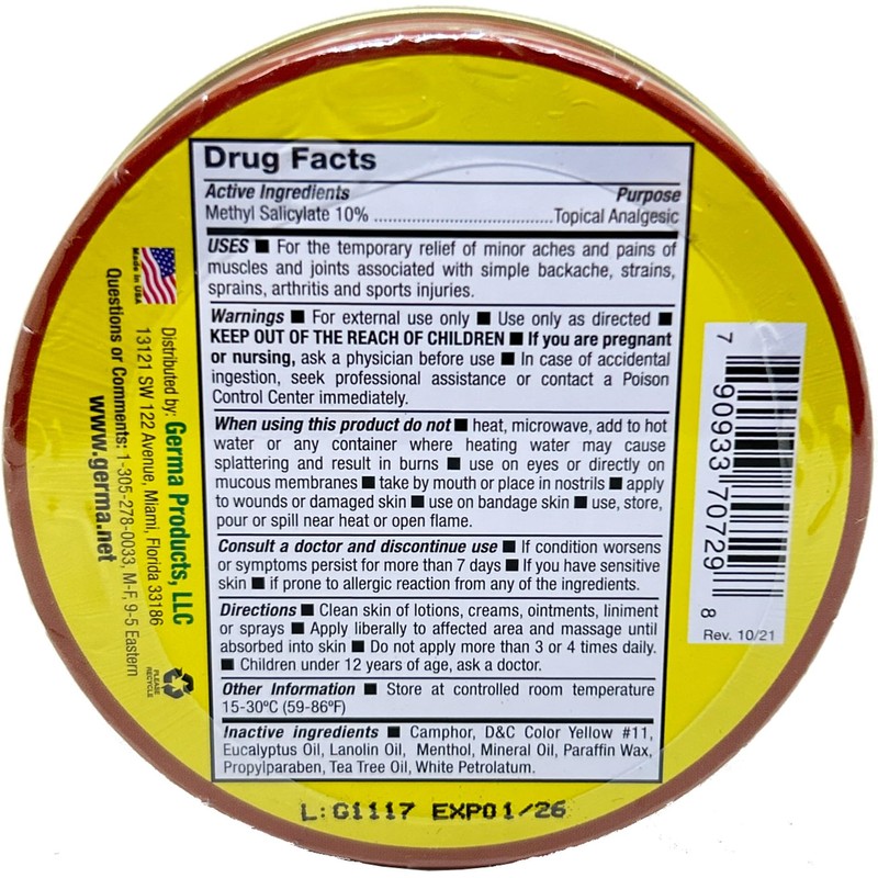 Germa Manteca Ubre Plus Ointment 3 oz. Lata 4-PACK