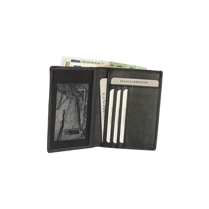 ID Card Holder, Black + note and coin compartment, Elegant