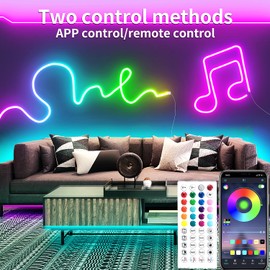 vimeepro 32.8ft Led neon Rope Lights Music Sync IP65 Waterproof Flexible Led Rope Lights 44Key Remote/APP Control,Outdoor RGB Neon Lights, DIY Wall Decor Neon Led Strip Lights for Bedroom Indoor.