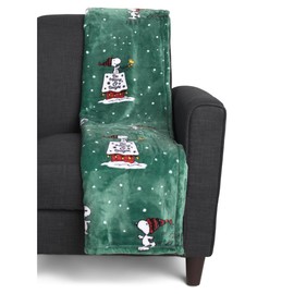 Berkshire Blanket & Home Co Peanuts Gang Christmas Velvet Soft Plush Throw Blanket (Green, 50"x70")