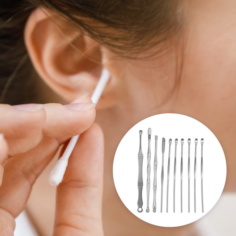 VOCOSTE 耳垢クリーニングツールキット 耳垢クリーナーツールセット ポータブル ステンレス鋼 10個 ローズゴールドトーン