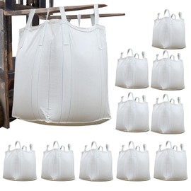 FIBC Bulk Bag Bag 3500lbs 10 Pack 35"L x 35"W x 43"H,1.6 Ton Duffle Top Flat Bottom Heavy Duty Bulk Bag for Industry Agriculture (10)