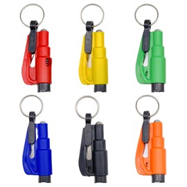 Pack of 6 Car Window Breaker Tool Keychain, 2 in 1 Glass Breaker and Seatbelt Cutter, Safety Window Break Hammer, Emergency Keychain Car Escape Tool, Applicable to Most Cars, Car Accessories 6 Color