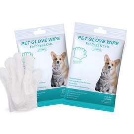 Generic Pet Glove Wipes, Rinse Free, Cleaning & Deodorizing Bathing, Wipes for Animals Dogs, Cats, Pet Cleaning Gloves Wipes for Daily Care, Traveling, Hypoallergenic, 6Pcs, 2 Pack