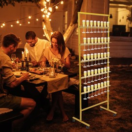 CNCEST Champagne Glass Holder Champagne Wall Holder for Party, 5-Tier Metal Champagne Flutes Display Stand Hold 40 Glasses with Swivel Casters for Wedding(Glasses Not Included) (Gold)