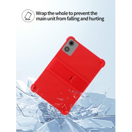 for YLEEBG P30 Android 15 Gaming Tablet,10.1" 2.5K Ultra Clear Display Tablet Model Case,UYRUREL Soft Silicone Adjustable Stand Cover Lightweight Kids Friendly,RED.