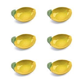 TarHong Lemon Fresh Pure Melamine Figural Lemon Shaped Bowl, 8" x 2", 16 oz, Set of 6