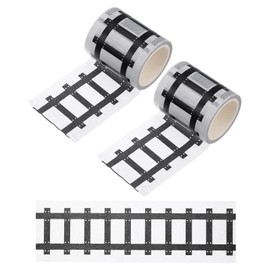 PATIKIL 33ft, Tape Car Track Tape Traffic Washi Tape Highway Train for DIY Craft Art Journal Scrapbook Planner Style 4, Black