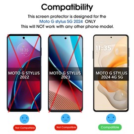amFilm 3 Pack Compatible with Motorola Moto G Stylus 2024 5G 6.7" Screen Protector Tempered Glass with Easy Installation Handles, HD Clear, Anti-Scratch Bubble-Free