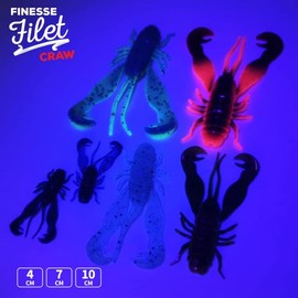 LMAB Finesse Filet Craw 4 cm - crayfish imitation soft plastic lure - fishing for perch, zander, chub and trout Color Motoroil Blue