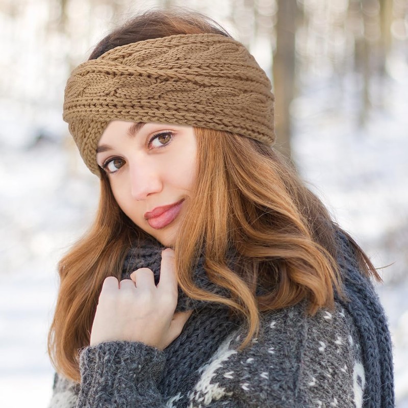 DRESHOW Pack of 6 Winter Headbands, Women's Knitted Ear Warmers,