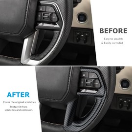 INTGET 2PCS Steering Wheel Cover for 2022 2023 2024 Toyota Tundra Accessories Carbon Fiber Steering Wheel Protector Trim Interior for Toyota Sequoia Accessories 2023 (Steering Wheel Cover)