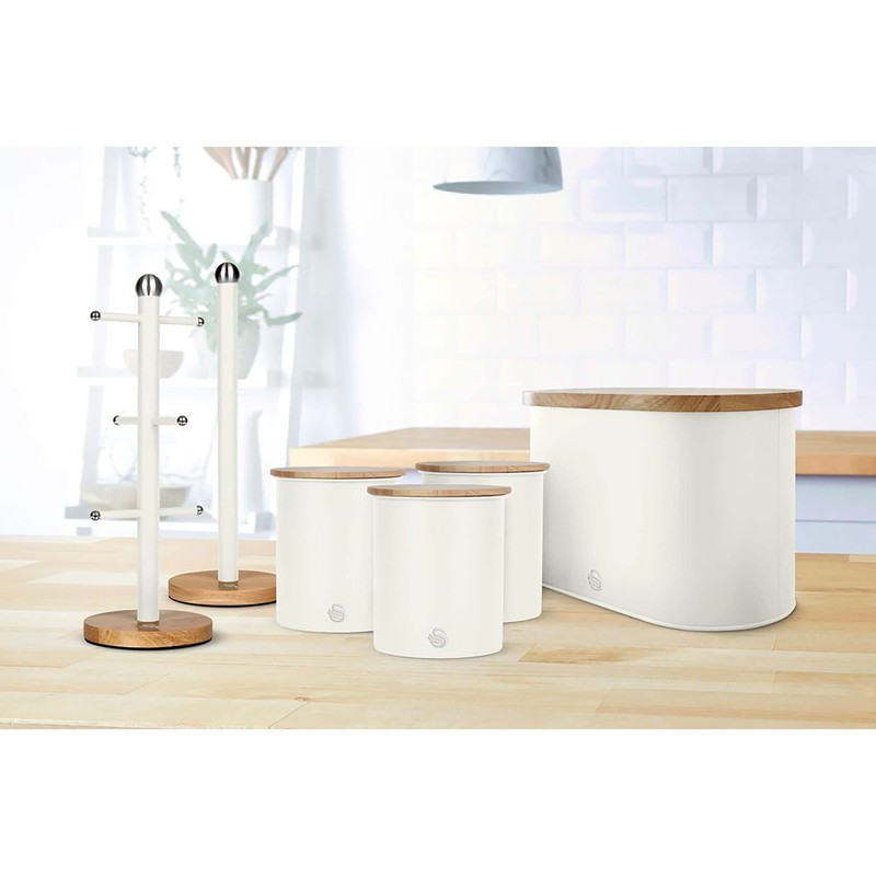 Swan SWKA17511WHTN Nordic Scandi Towel Pole/Kitchen Roll holder with Non-slip