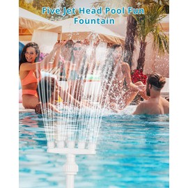 LIRUGUO Pool Fountain for Above Ground Pools, Pool Cooler for Inground Pool, Adjustable Waterfall Pool Sprinkler Fountain for Cooling, Swimming Pool Cooler, Five Nozzles Design