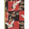 Naka Cranes & Pines Checkerboard - N-1750-3B - Red &