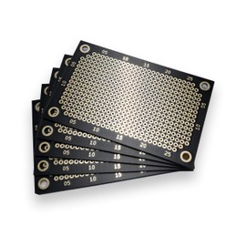 Premium Perforated Grid Boards (Pack of 5) | Double Sided with Round Pads | 80mm x 50mm | Matte Black | 2.54mm Pitch