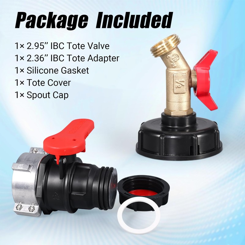 UMETASS IBC Tote Valve, 2.95" Coarse Thread IBC Tote Adapter,