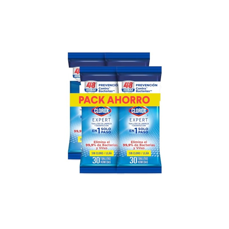 Pack de Toallitas Desinfectantes Clorox Expert 4 Paquetes de 30