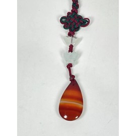 Unbranded Hand Carved Natural Jade Chinese Lotus Flower Agate Pendant CellPhone/Car Charm
